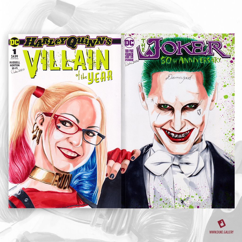 Harley Quinn and the Joker Sketch Cover by Duke