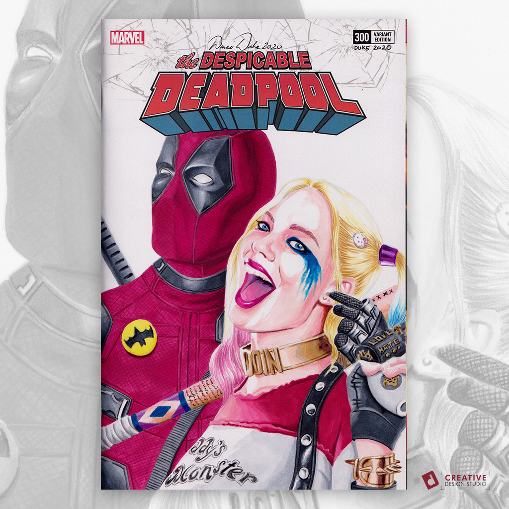 Deadpool Harley Quinn Sketch Cover by Duke