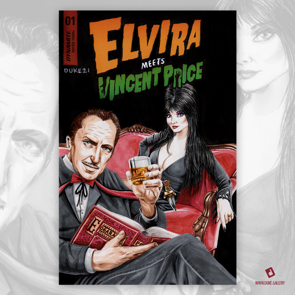Elvira and Vincent Price Sketch Cover by Duke