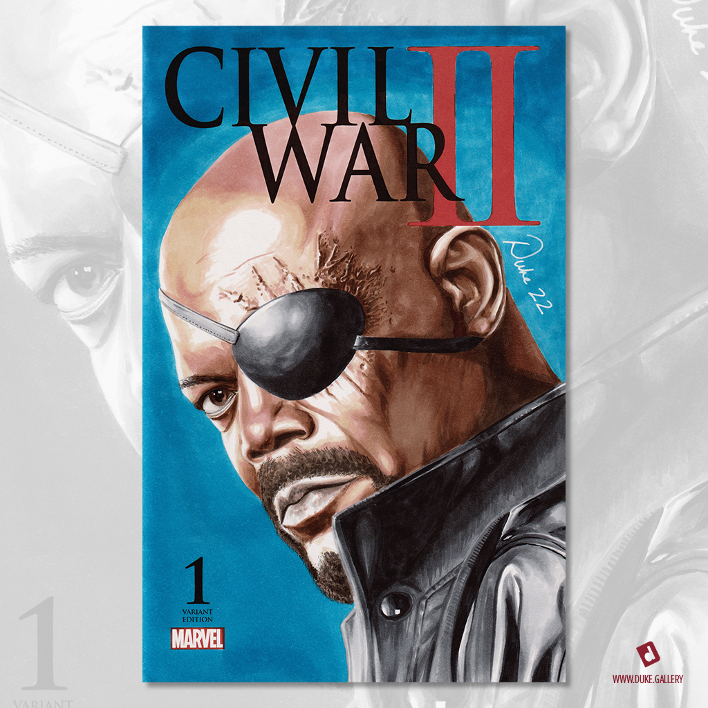 Nick Fury Civil War Sketch Cover by Duke