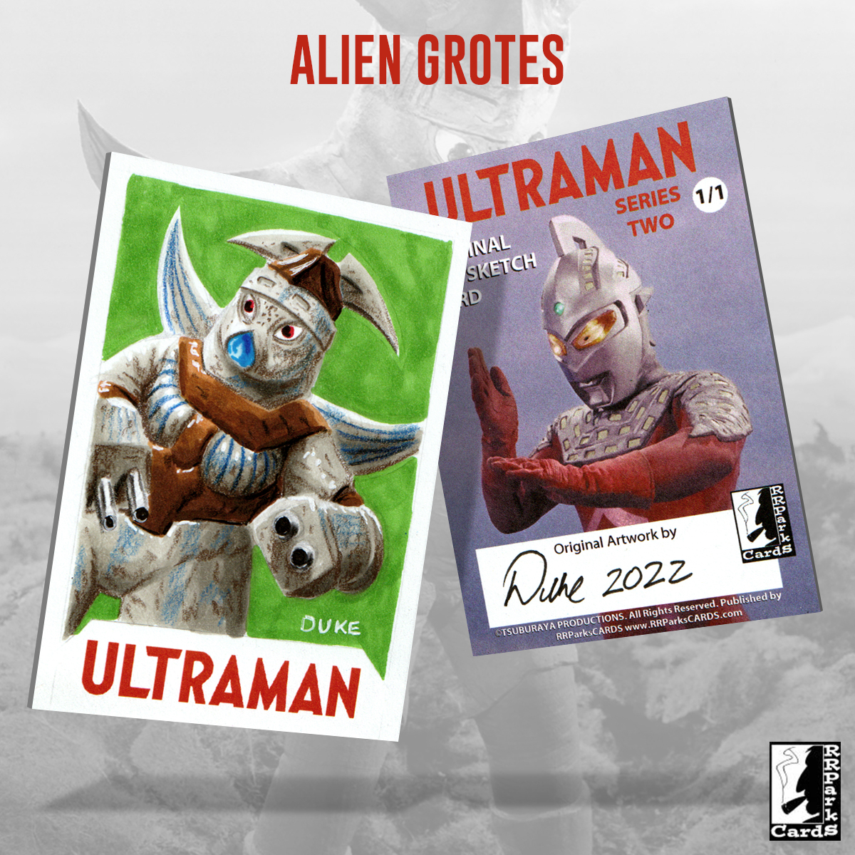 Ultraman Series 2 Alien Grotes Sketch Card by Duke