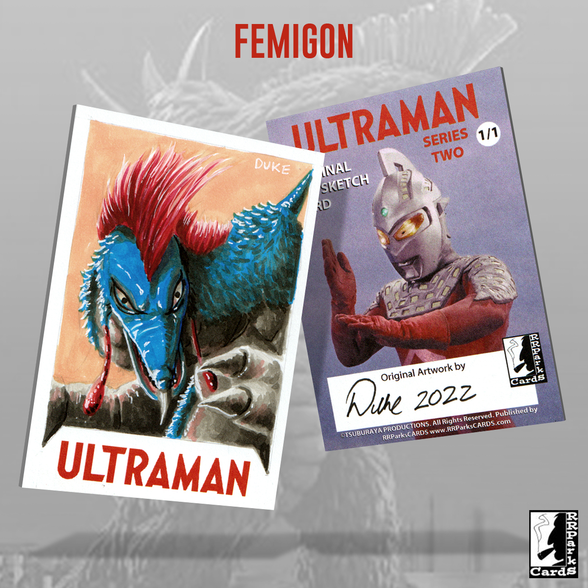 Ultraman Series 2 Femigon Sketch Card by Duke