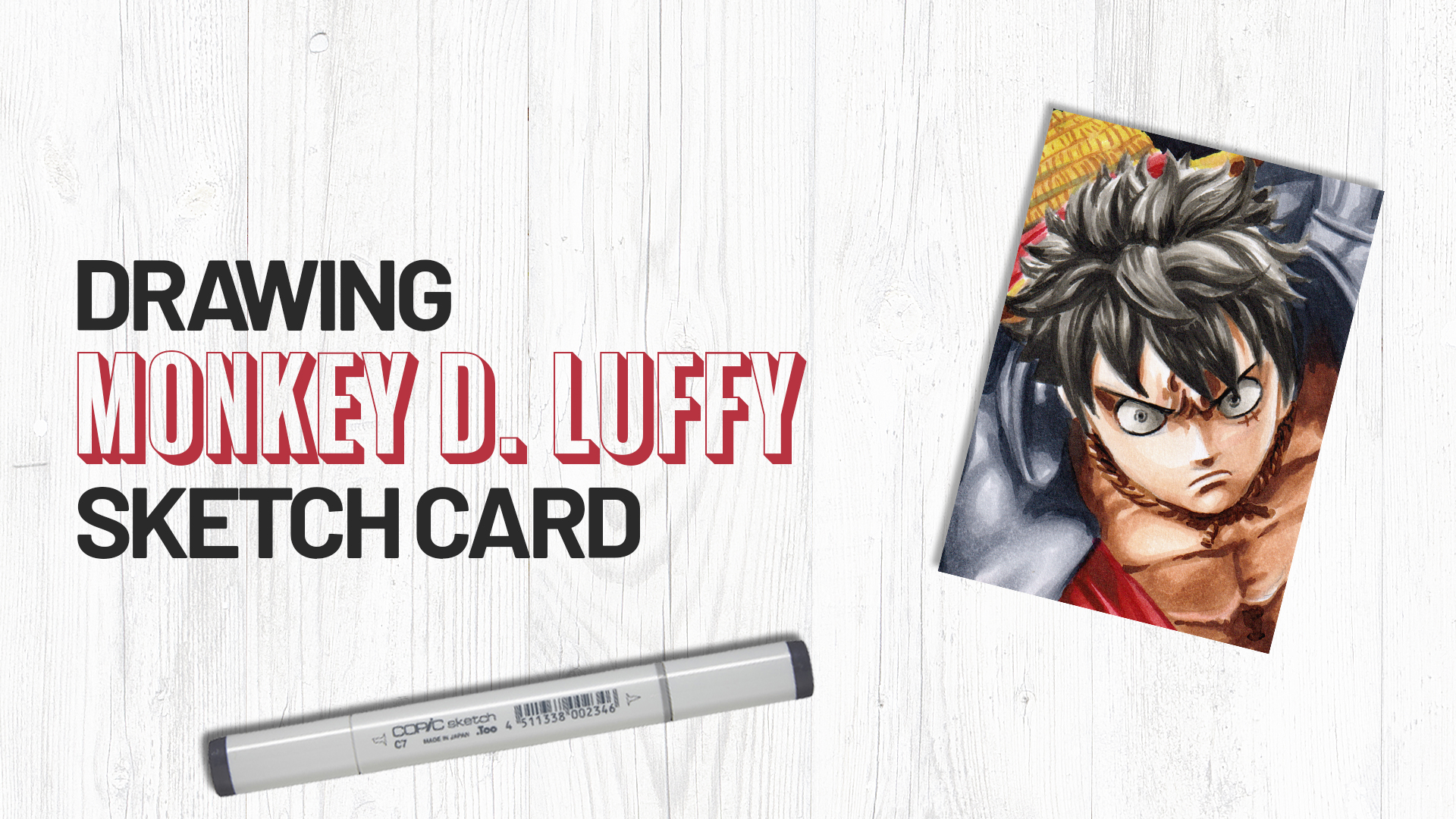 Drawing Monkey D. Luffy from One Piece Sketch Card by Duke
