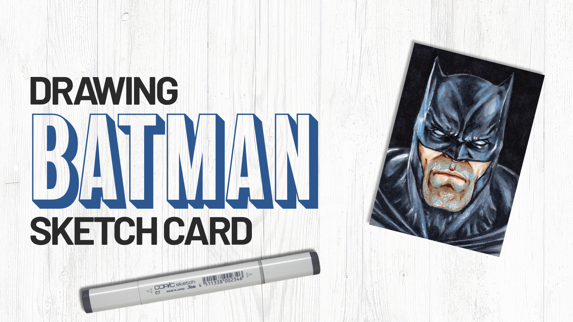 Drawing Batman Sketch Card by Duke