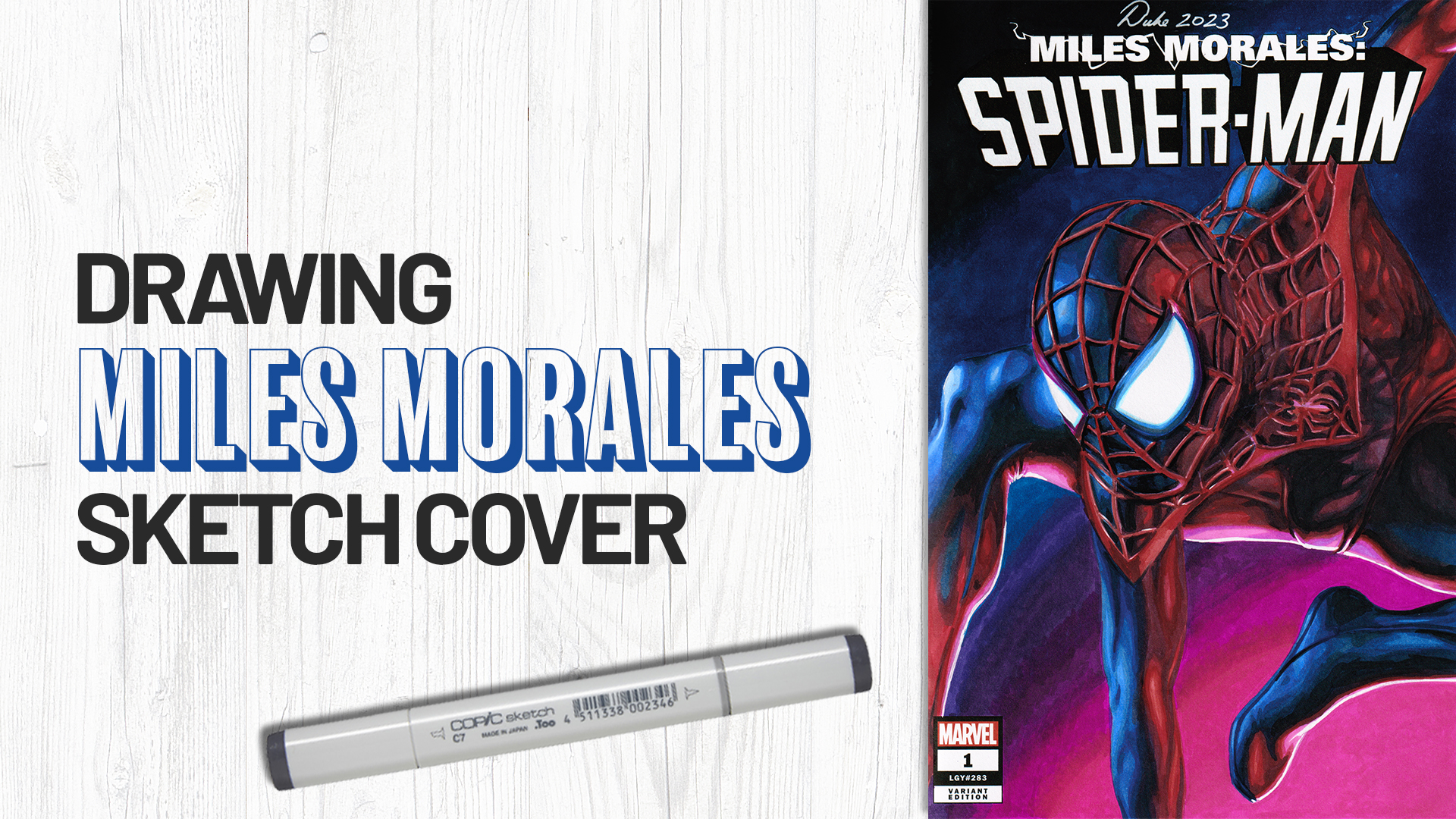 Drawing Miles Morales: Spider-Man Sketch Cover by Duke