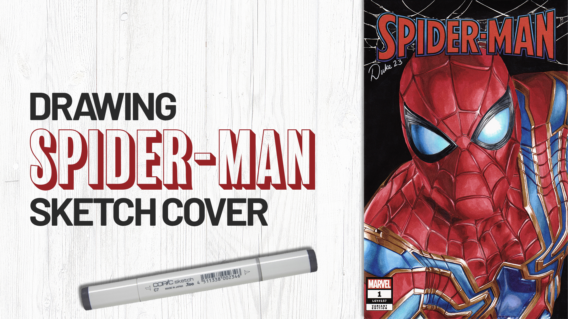 Drawing Spider-Man Sketch Cover by Duke