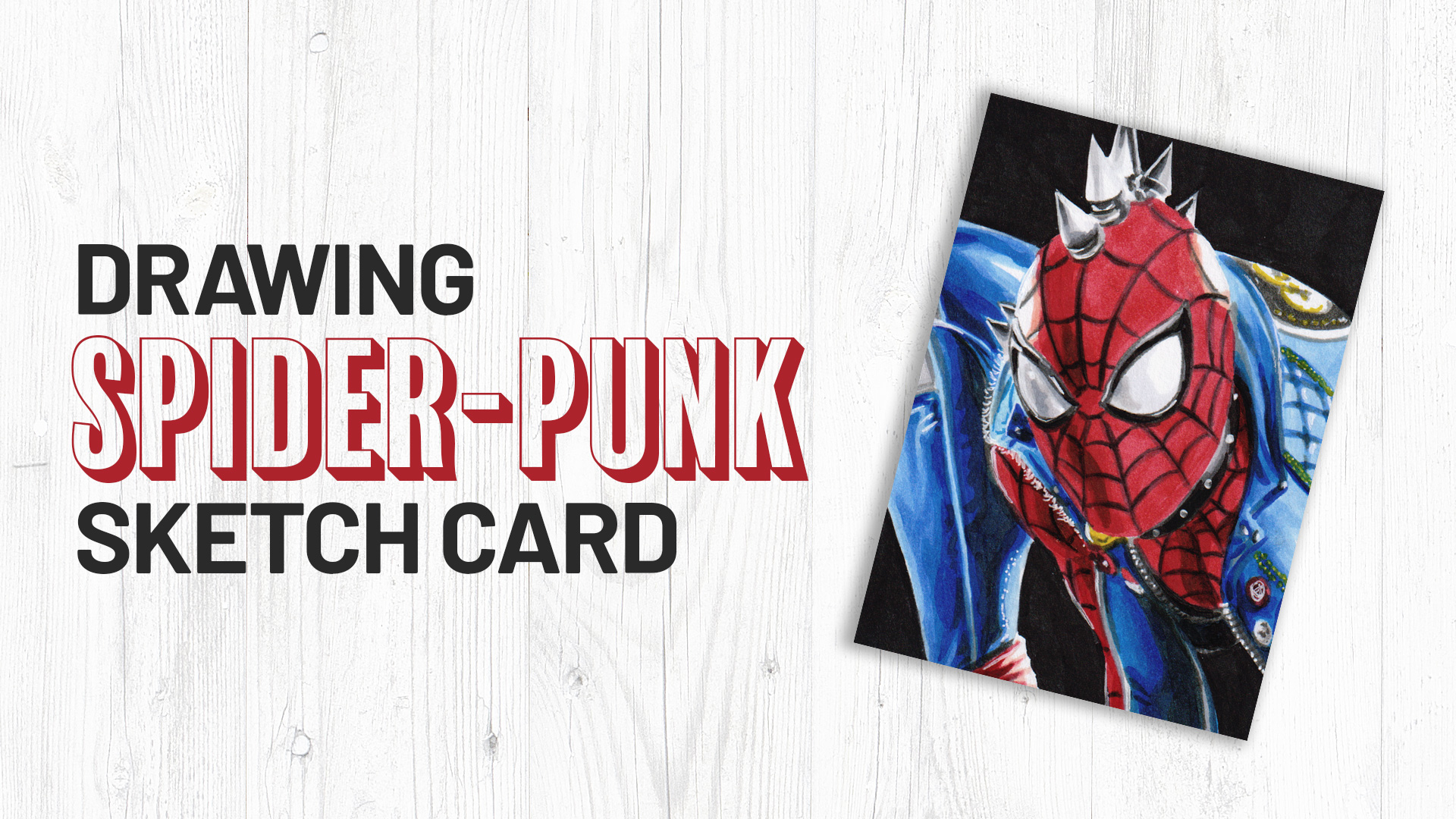 Drawing Spider-Punk Sketch Card by Duke