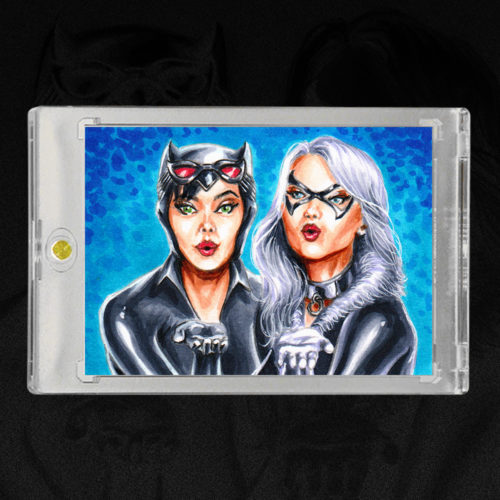 Catwoman and Black Cat Sketch Card by Duke