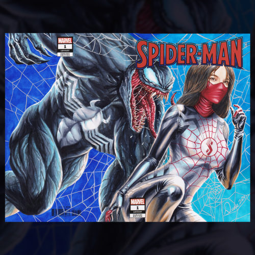 Spider-Man Silk and Venom Sketch Cover by Duke