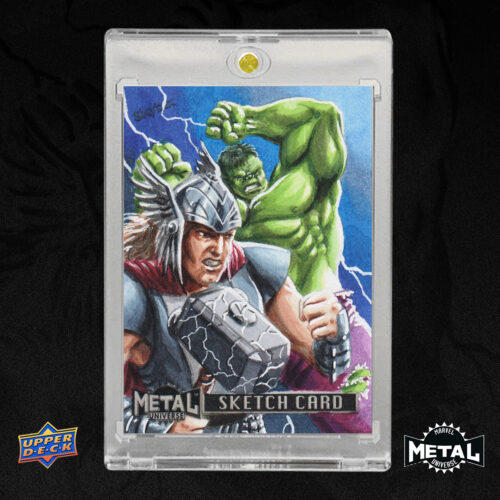 Thor and the Hulk Marvel Universe Metal Avengers 2024 Sketch Card