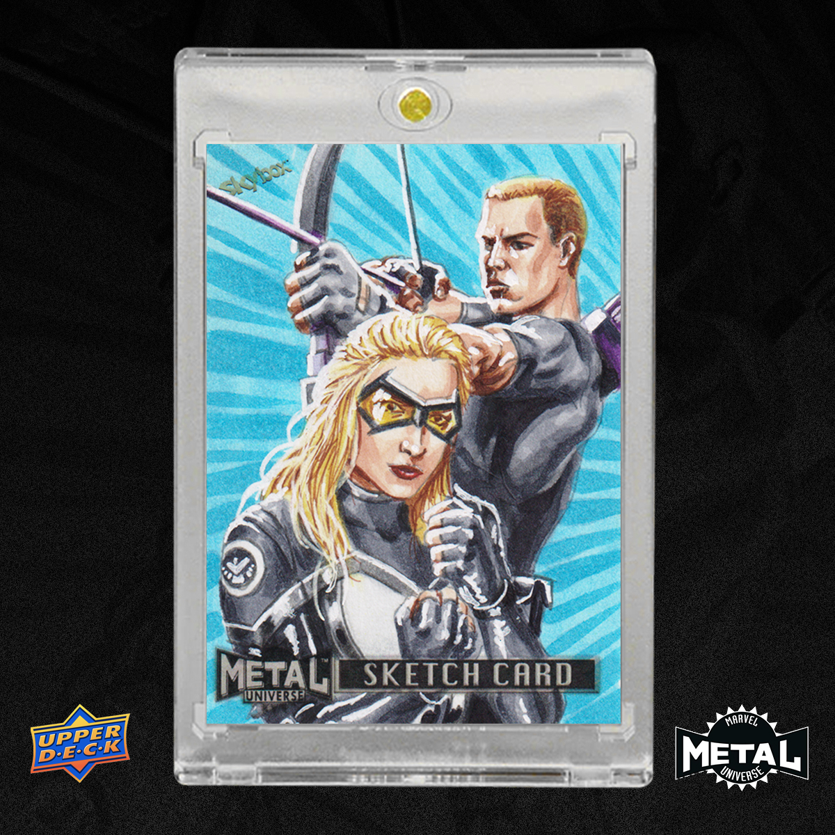 Hawkeye and Mocking Bird Marvel Universe Metal Sketch Card