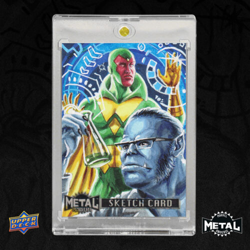 The Beast and Vision Marvel Metal Universe Avengers 2024 Sketch Card by Duke