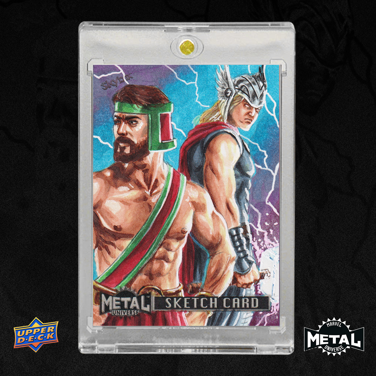 Hercules and Thor Marvel Metal Avengers 2024 Sketch Card by Duke