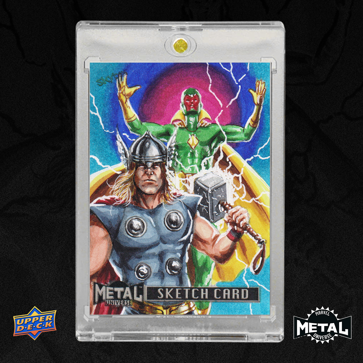 Thor and The Vision Metal Universe 2024 Sketch Card by Duke