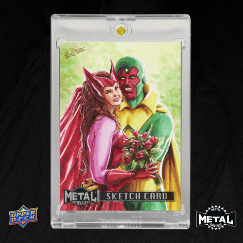 The Vision and The Scarlet Witch Marvel Metal Universe 2024 Sketch Card by Duke