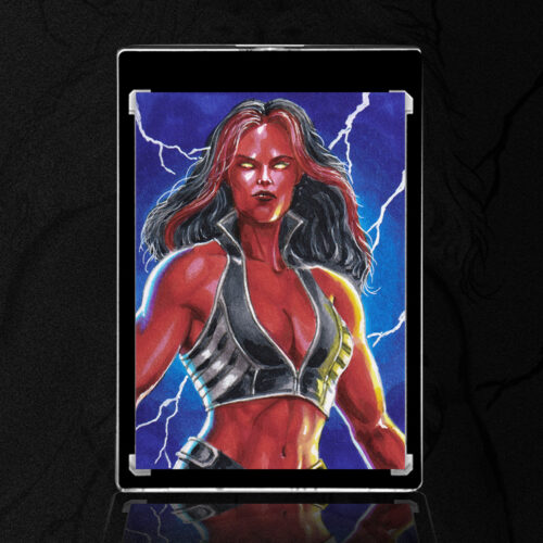 Red She-Hulk Sketch Card by Duke