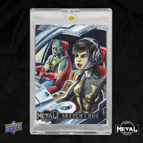 The Wasp and Captain America Marvel Metal Universe 2024 Sketch Card by Duke