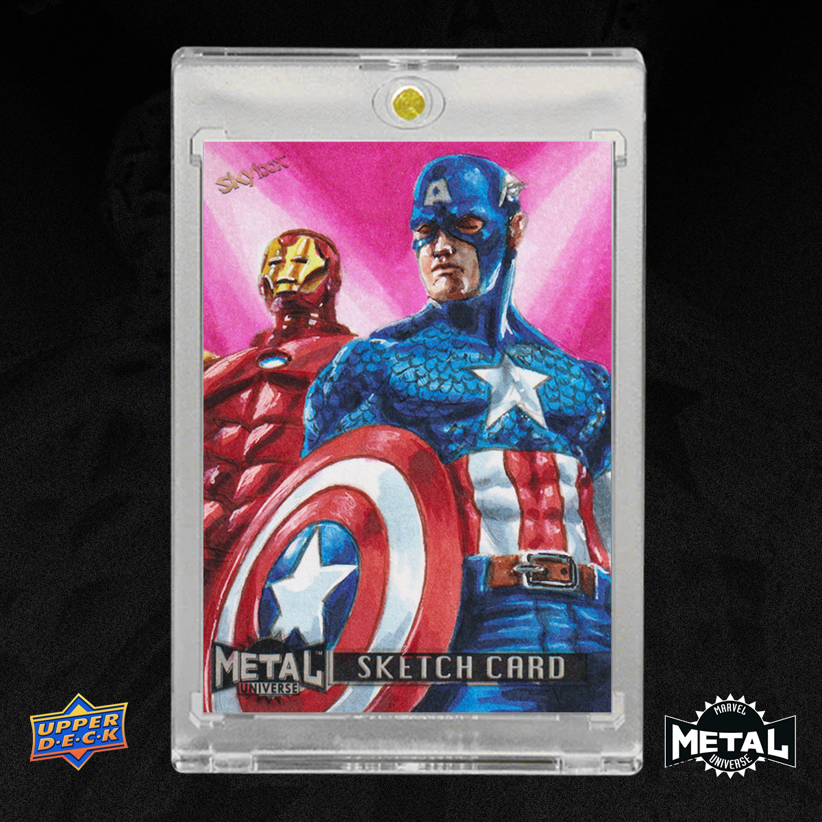 Iron Man and Captain America Marvel Metal Universe 2024 Sketch Card by Duke