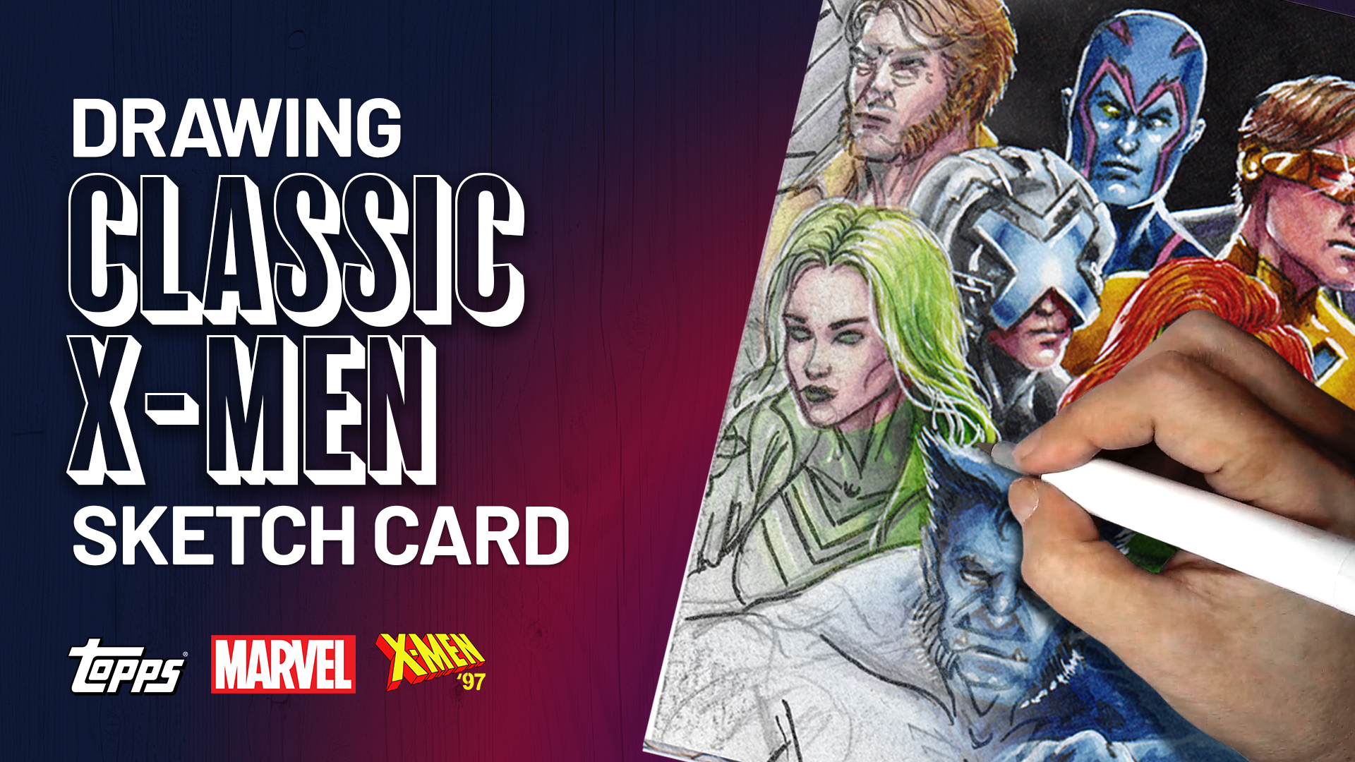 Prof X, Cyclops, Beast, Marvel Girl, Archangel, Banshee, and Polaris Sketch Card by Duke