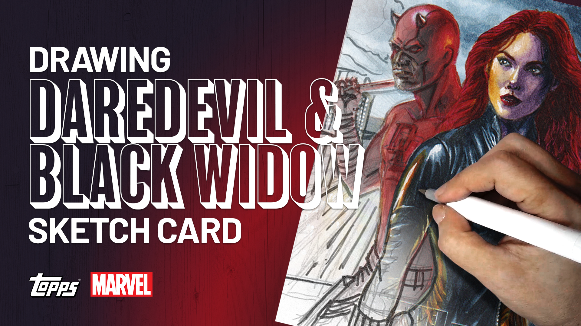 Daredevil and Black Widow Sketch Card by Duke