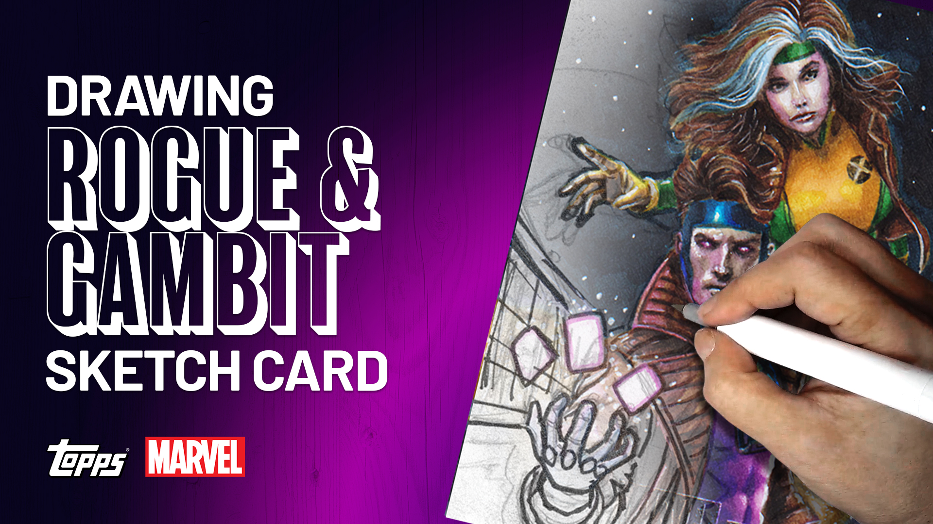 Rogue and Gambit Sketch Card by Duke