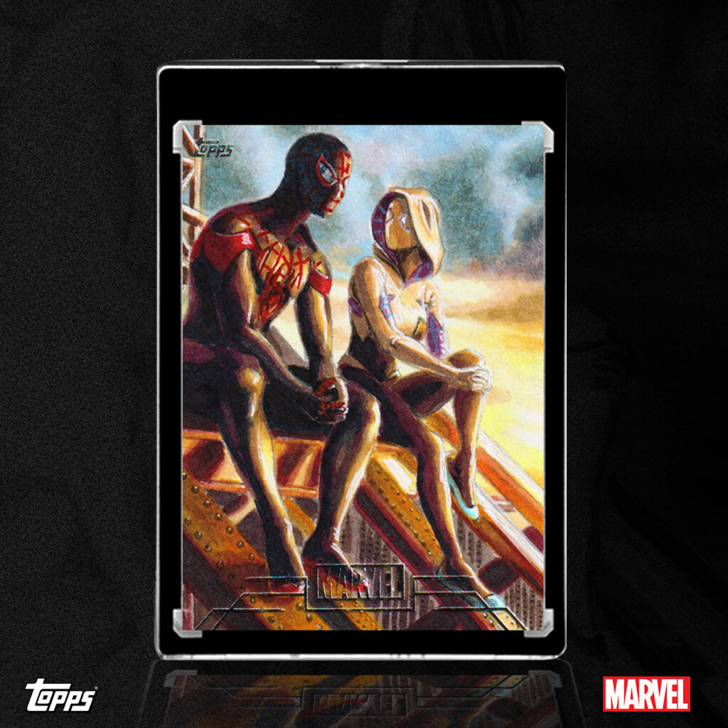 Miles Morales AKA Spider-Man and Gwen Stacy AKA Ghost Spider Sketch Card by Duke