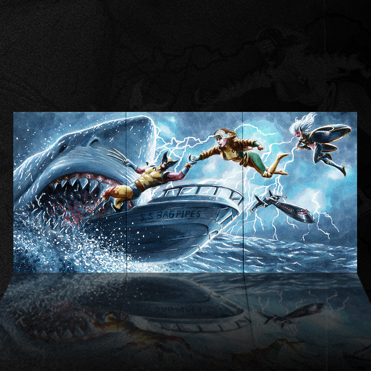 Jaws vs. The X-Men Sketch Card by Duke