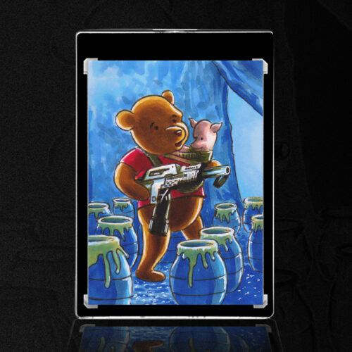 Aliens Winnie the Pooh sketch card by Duke