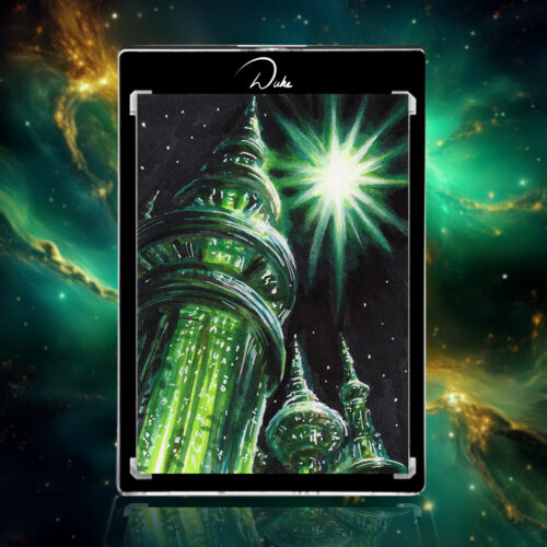 The Emerald Space Station sketch card from Masterpiece cards the Wonderful Wizard of Oz by Duke