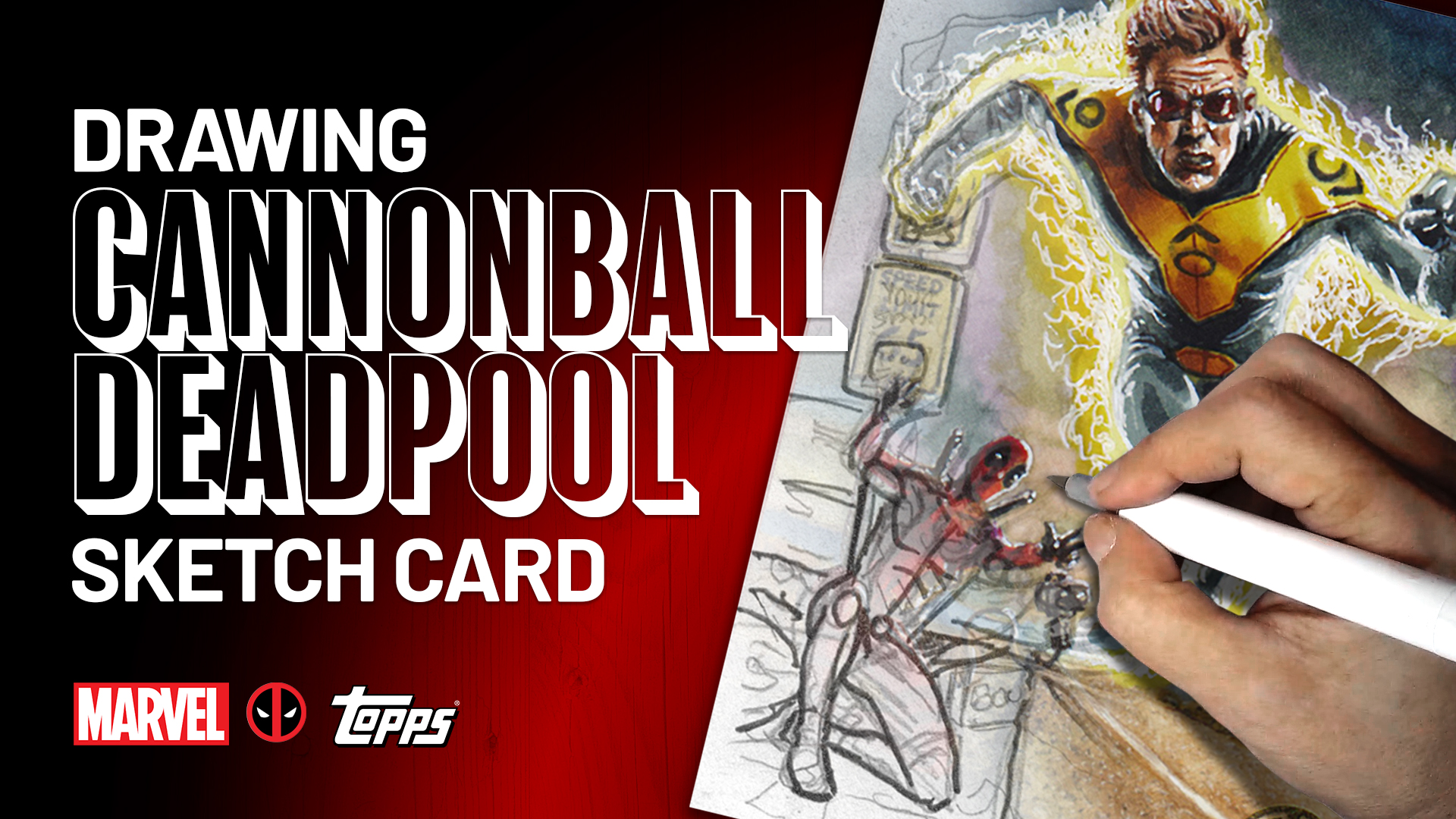 Deadpool and Cannonball Topps Chrome Deadpool Sketch Card by Duke
