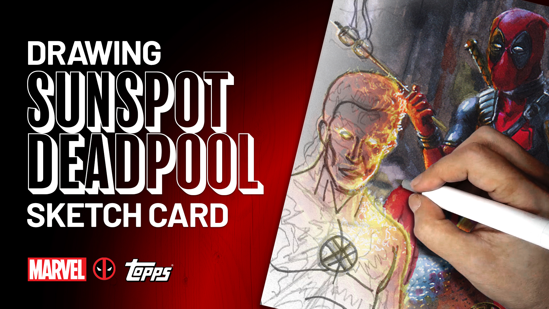 Deadpool and Sunspot Topps Chrome Deadpool Sketch Card by Duke