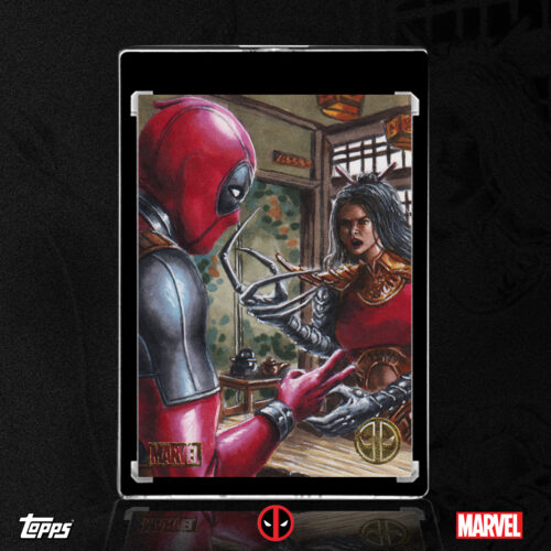 Deadpool and Lady Deathstrike Topps Chrome Deadpool Sketch Card by Duke