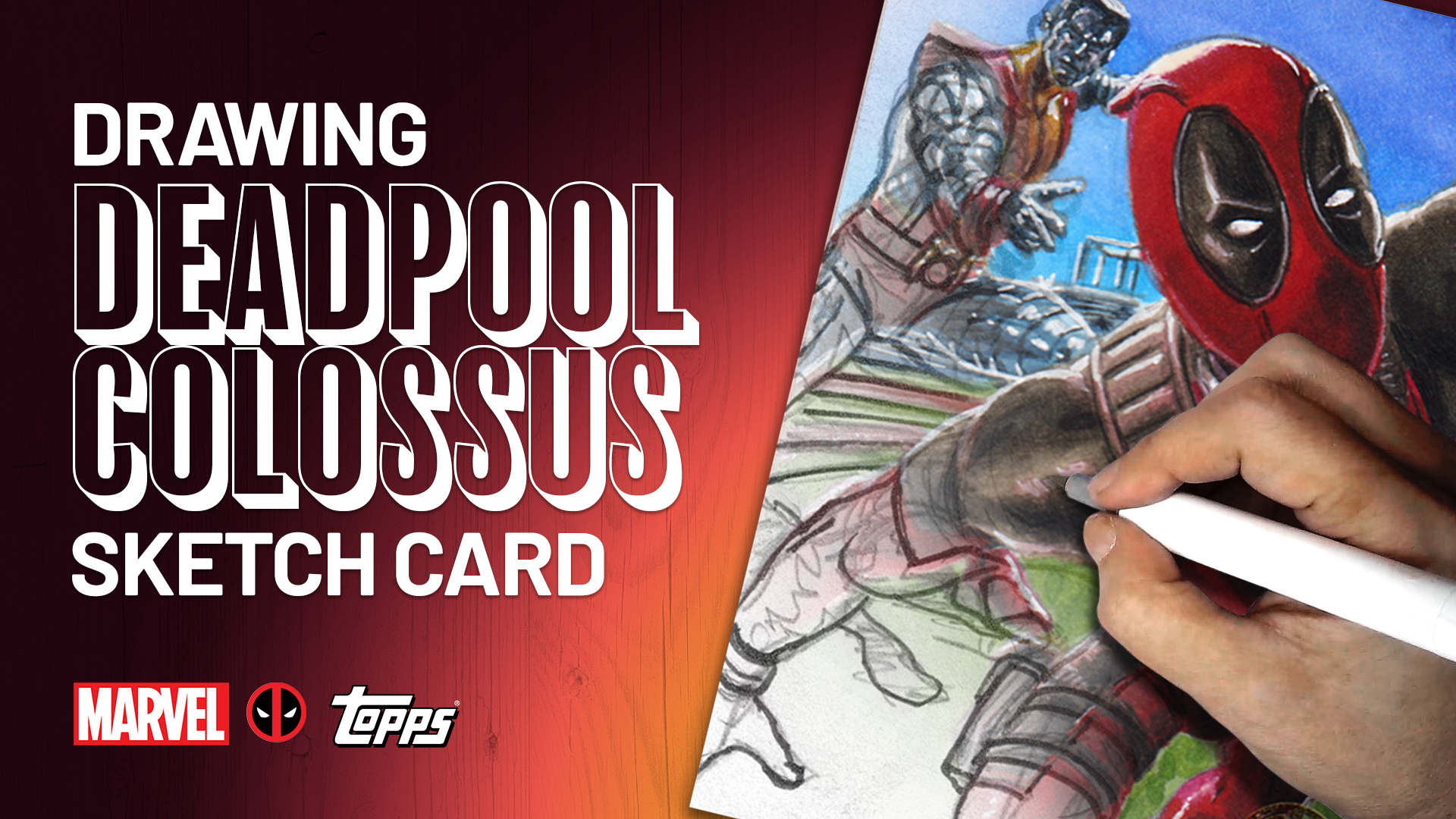 Deadpool and Colossus Topps Chrome Deadpool Sketch Card by Duke