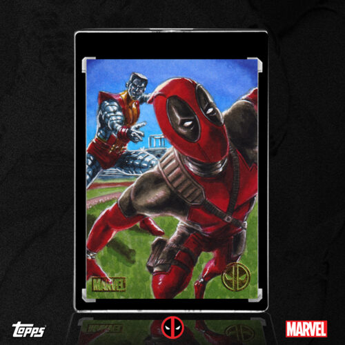 Deadpool and Colossus Topps Chrome Deadpool Sketch Card by Duke