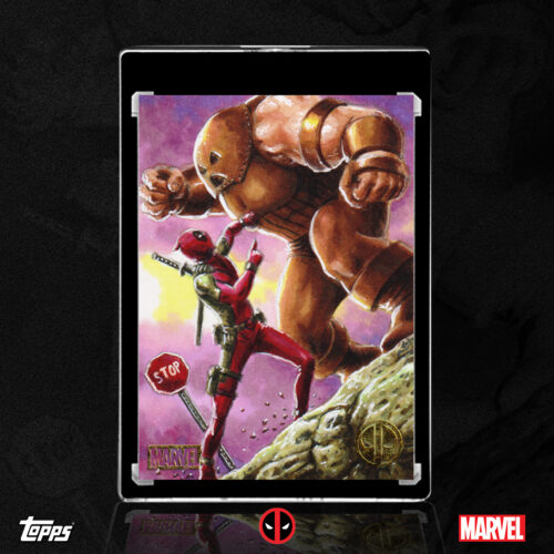 Deadpool and The Juggernaut Topps Chrome Deadpool Sketch Card by Duke