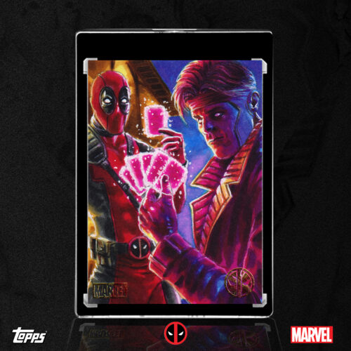 Deadpool and Gambit Topps Chrome Deadpool Sketch Card by Duke