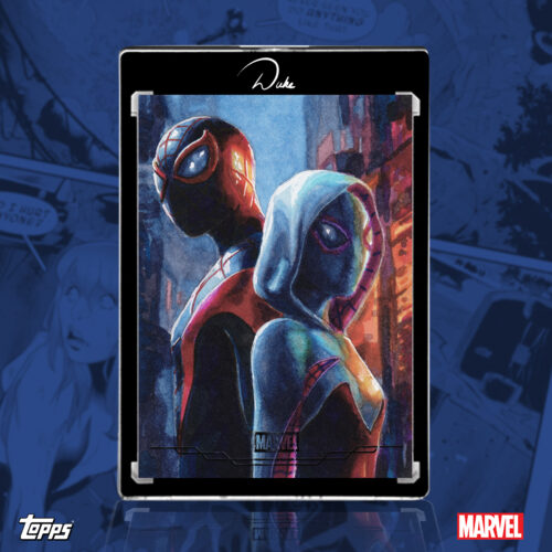 2026 Topps Chrome Marvel Comics Miles Morales and Ghost-Spider Sketch Card by Duke