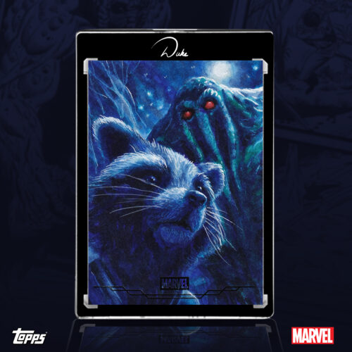 2026 Topps Chrome Marvel Comics Rocket Raccoon and Man-thing Sketch Card by Duke