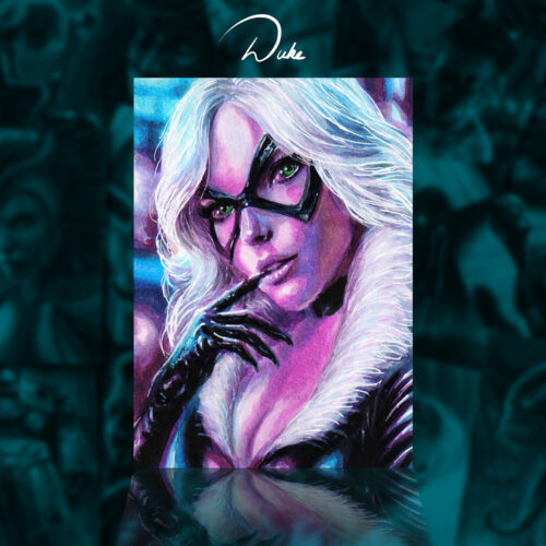 Black Cat Sketch Card by Duke