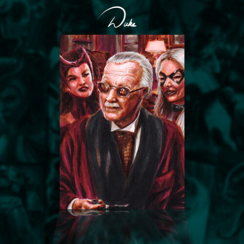 Stan Lee Looking Good Hef Sketch Card by Duke