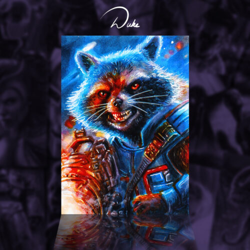 Rocket Raccoon Sketch Card by Duke