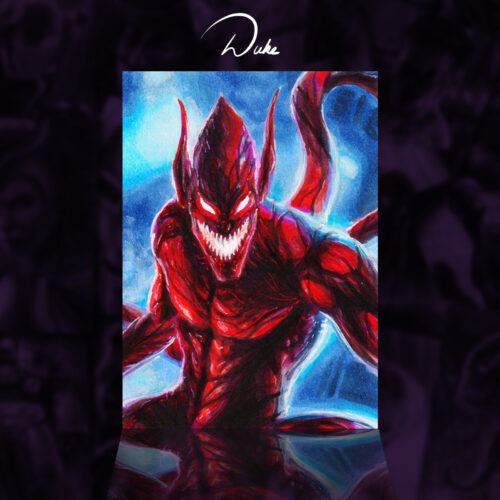 Red Goblin Sketch Card by Duke