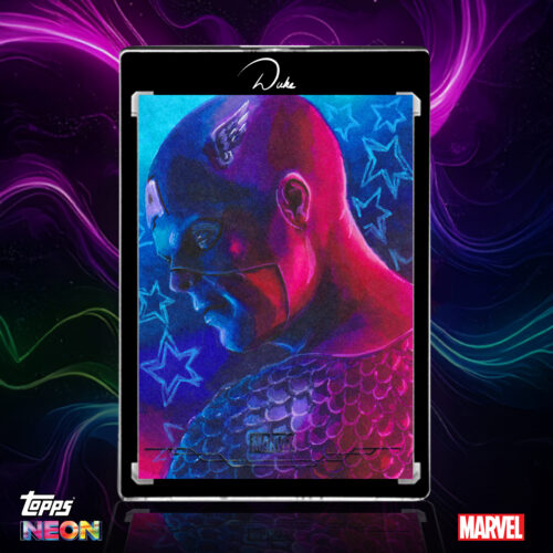 2026 Topps Neon Marvel Captain America Sketch Card by Duke