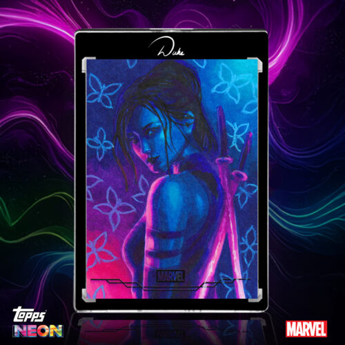 2026 Topps Neon Marvel Psylocke Sketch Card by Duke