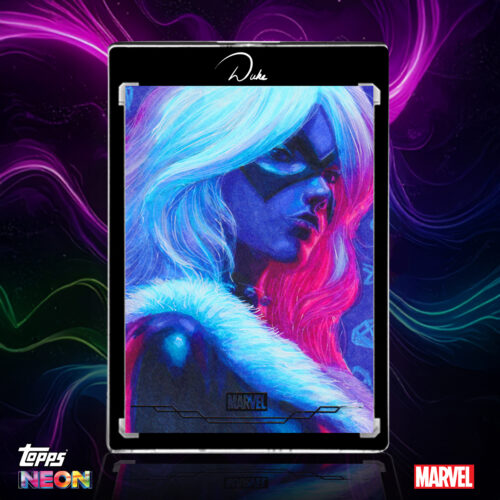 2026 Topps Neon Marvel Black Cat Sketch Card by Duke