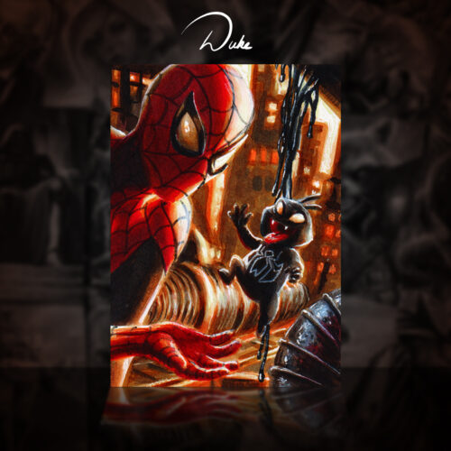 Symbie and Spider-Man Sketch Card by Duke
